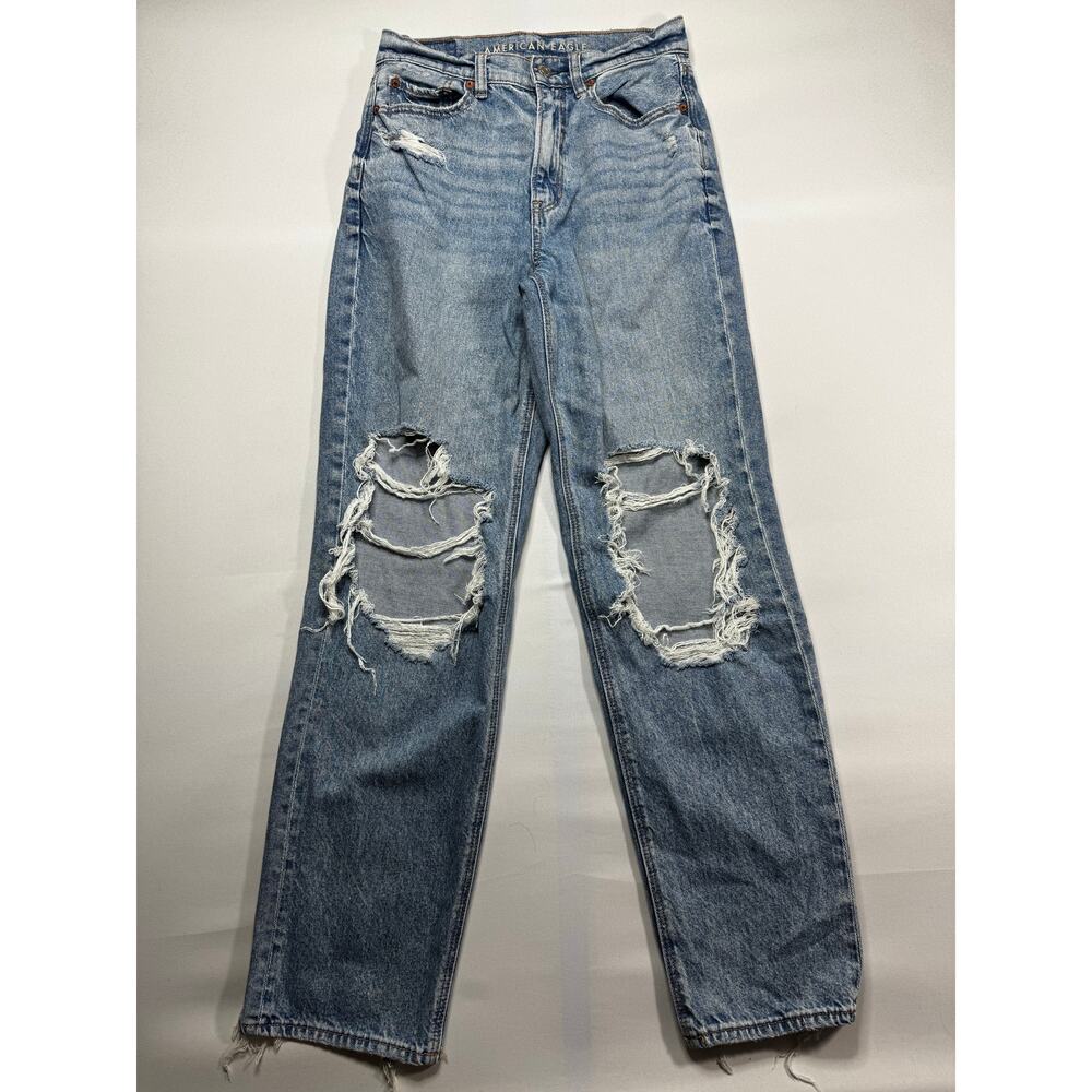 American Eagle Women's Highest Rise Baggy Straight Blue Jeans - Size 2 (27x31)*